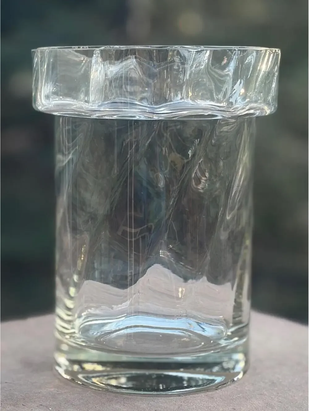 vintage Clear swirl Glass ice bucket wine Champagne cooler wih removable collar